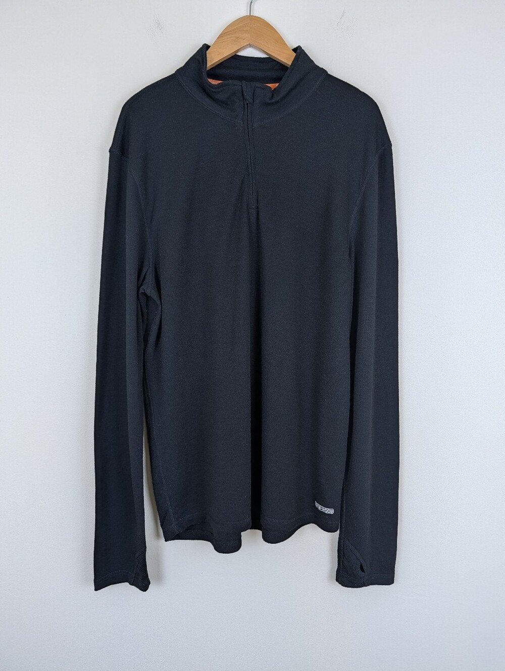 Omni-Wool Black Wool Blend 1/4 Zip Long Sleeve Base Layer Shirt